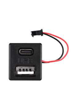 Genel Markalar Type-C / Usb A Dişi Soket Kavisli 2 Pin 10cm Kablo Jst Çift Usb 5V 2A