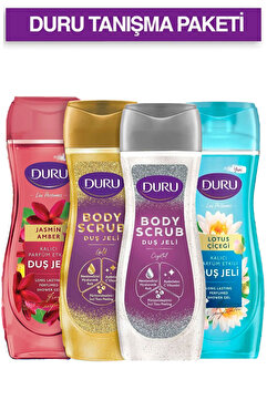 Duru Duş Jeli Tanışma Paketi 4x450 Ml (Scrub Crystal,Scrub Gold,Jasmin Amber,Lotus Çiçeği)