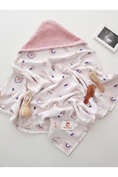 ib ilkimbebe %100 Pamuklu Müslinli Çift Taraflı Kundak Bebek Havlusu 80x80