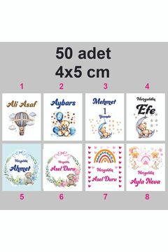 HEDİYE35 Kişiye Özel Kolonya Çikolata Özel Gün Etiketi Baby Shower Sticker 4x5 Cm 50 Adet