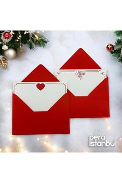 Pera İstanbul 2 Adet Renkli 13x18 Zarf ve 1 Adet Kalp Desenli 1 Adet I Love You Yazılı Hediyelik Not Kartı Seti