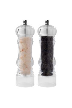 Kitchen Design Lab Akrilik Baharat Öğütücüsü, 18 Cm 2 Adet, Büyük Boy Tuz Karabiber Değirmeni Öğütücü