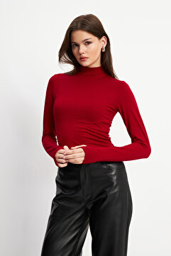 Bipantolon Kadın Bordo Parmak Detaylı Body