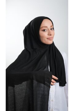 HÜRREMBONE SARAYDAN GELEN GÜZELLİK Siyah Pratik Hazır Geçmeli Okul Şalı Örme Kumaş Sade 2118_01