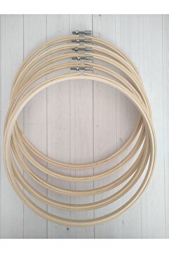 HOBİKİDS 25 Cm Ahşap Vidalı Kasnak 5'li Set; Etamin, Punch, Nakış Kasnağı