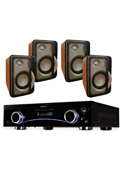 GoldMaster 4 Adet Hoparlör Anfi AV-313 Set Ev Sinema Sistemi