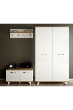 Aeka Ae-1075 Poli Vestiyer Takımı 2 Kapaklı Beyaz Askılıklı