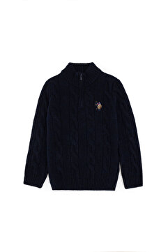 U.S. Polo Assn. Erkek Çocuk Yarım Fermuarlı Lacivert Kazak 50297422-VR033
