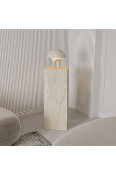 ALONEX HOME Diana, Kitaplık Sehpa, Traverten Yan Sehpa, Kitaplık, Çok Amaçlı Sehpa