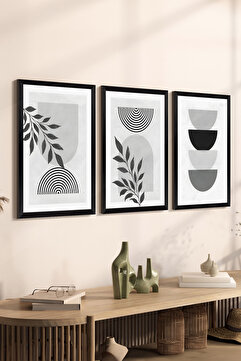 Artavessa 3 Parça Siyah Çerçeve Görünümlü MDF Poster Tablo Seti - Set 34