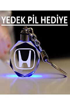 Genel Markalar Honda Uyumlu 7 Renk Yanan Led Işıklı 3d Araba Anahtarlık Yedek Pil Hediye