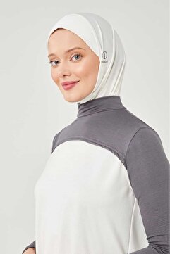 Melodi Scarf Kadın Tesettür Balıkçı Dik Yaka Boyunluklu Kolluk Koyu Gri