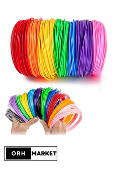 ORH Market Pla Filament Seti – 10 Renk, 5 Metre X 10 Adet (TOPLAM 50 METRE) – 3d Kalem Uyumlu