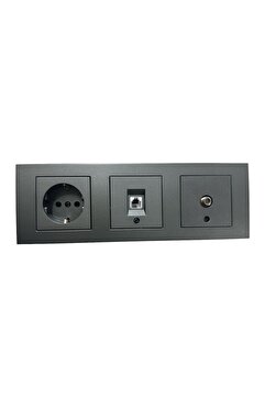 ga gözde aydınlatma OVİVO GRANO FÜME ÜÇLÜ SET TOPRAKLI PRİZ+NÜMERİS+TV PRİZİ+ÜÇLÜ ÇERÇEVE