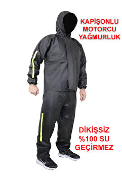 go out Şapkalı Kapişonlu Yağmur ve Rüzgar Geçirmez PVC Motorcu Yağmurluk  Alt Üst Takım Dikişsiz Garantli