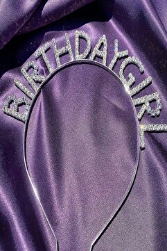 Genel Markalar Gümüş Renk Metal Taşlı Birthday Girl Yazılı Doğum Günü Parti Tacı