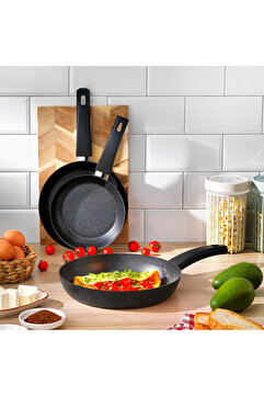 Schafer Black Stone 3 Lü Tava Seti 18 Cm+22 Cm+26 Cm-Siyah