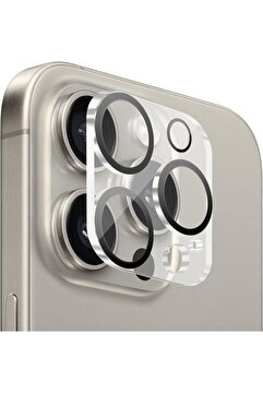 EVAX [Tam Lens] iPhone 16 Pro Max / 16 Pro Uyumlu Tek Parça Tam Kapatan Kamera Lens ve Yüzey Koruyucu