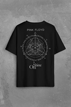 Kendim Seçtim Oversize Tişört Shine On You Diamond Adesıvo Pink Floyd Işık Sırt Ön Baskılı Unisex T-Shirt