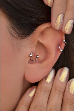 Sacce Scarves&Accessories Kıvrımlı Çelik Spiral Piercing 6 Mm Tragus Helix Kıkırdak Gümüş Renk