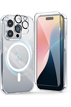 EVAX [3'ü 1 Arada] iPhone 16 Pro Uyumlu 1 MagSafe Kılıf + 1 Ekran Koruyucu + 1 Kamera Lens Koruyucu