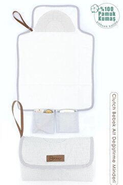 mordesign Bebek Çanta Alt Açma Minderi Alt Değiştirme Pedi, Taşınabilir Bakım Çantası, Clutch Seri, Gri
