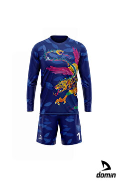 DOMİN SPOR Yetişkin Ve Çocuk Mavi Özel Futbol Kaleci Forması Alt Üst Goalkeeper Jersey Gk258745