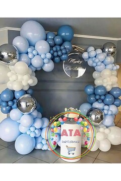 Genel Markalar ^^ Doğum Günü Konsepti *beyaz*derin Okyanus*makaron Mavi* 60 Lı Balon Zinciri