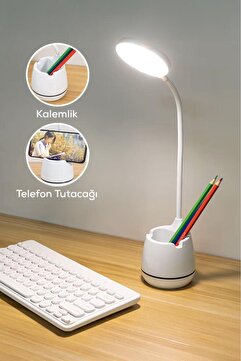 DEMPOWER Kalemlik Ve Telefon Tutucu Tasarımlı Dokunmatik Masa Lambası