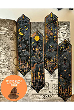 Forge 3 Harry Potter Hogwarts Seri 1 Kabartmalı Kitap Ayracı 4lü Set ( Hp Seçmen Şapka Anahtarlık Hediyeli )