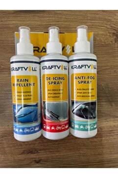 Kraftvoll ARABA KIŞLIK SET (BUZ ÇÖZÜCÜ + YAĞMUR KAYDIRICI + BUĞU ÖNLEYİCİ) SPREY 250 ML