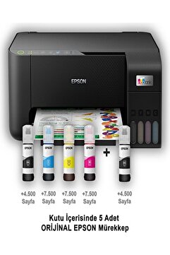 Epson A4 Renkli L3250 Yazıcı Tarayıcı Fotokopi Usb 2.0,kablosuz Tanklı+ Siyah Mürekkep hediye