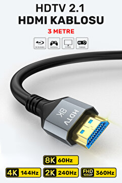 CONOCER Ultra Yüksek Hızlı 8k Hdmi 2.1 Kablo, 4k 144hz Hdmi Kablosu 3 Metre Hdtv Kablosuuyumlu