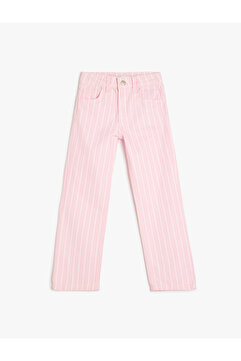Koton Pamuklu Cepli Çizgili Denim Pantolon