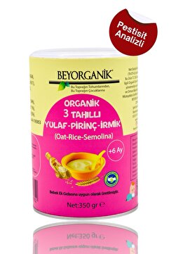 BEYORGANİK Organik Bebek Ek Gıdası Organik 3 Tahıllı Yulaf Pirinç Irmik (PESTİSİT VE AFLATOKSİN ANALİZLİ)