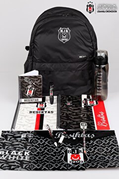 Beşiktaş YENİ SEZON LİSANSLI BÜYÜK BOY OKUL ÇANTASI, MATARA,A4 72 YAPRAK KARELİ VE ÇİZGİLİ DEF