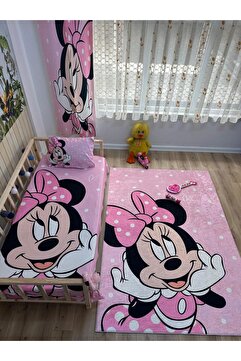 EVSEHOMES Mini Çocuk Odası Takım (fon Perde- Yatak Örtüsü Ve Yastık - Halı 160x230 )