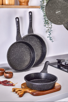 ESIVITALIA Granit Döküm Tava Seti 3’lü Siyah - 20cm-24cm-28cm