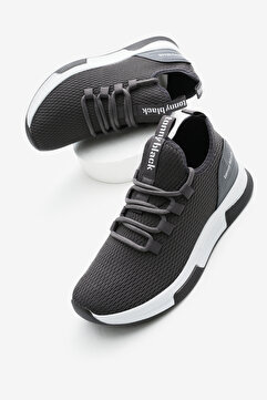 Tonny Black Unisex Koyu Gri Nefes Alabilen Kumaş Poli Taban Bağcıklı Spor Ayakkabı