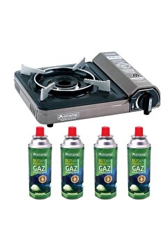 Orcamp Kamp Ocak Gaz Stop Emniyetli Ck-505 Gri Ve 4 Adet 227 Kartuş Gkh