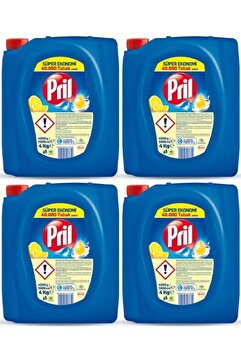 Pril Elde Bulaşık Deterjanı Üç Etkili Güç Limon 4 kg X 4 Adet