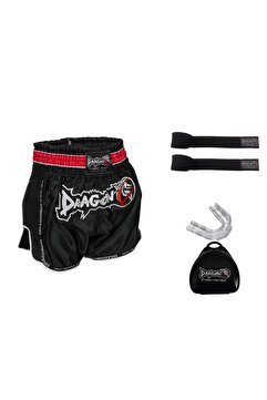Dragondo Dragon Retro Şort Muaythai Kick Boks 3,5 Mt Bandaj Ve Şeffaf Dişlik Kickboks Muay Thai Seti
