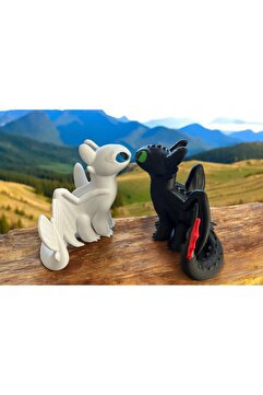 3D Dükkanı Dişsiz Ve Işığın Öfkesi -Toothless Ejderhanı Nasıl Eğitirsin Figürleri - 2si Birlikte
