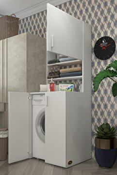Kenzlife Çamaşır Makinesi Dolabı Kasparov Byz 180*066*55-20 Banyo Kapaklı Arkalıksız