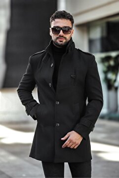 Delpino Erkek Dar Kesim Uzun Kaşe Kaban