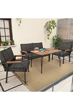 Mygusi Hayal Balkon, Bahçe, Cafe, Metal Kanepe Koltuk Takımı , Bahçe Mobilyası, 60x90 Masalı - 211 Antrasit
