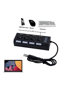Genel Markalar 4 Port Usb 2.0 Hub Çoğaltıcı Çoklayıcı Swıtch Anahtarlı Pc Laptop Uyumlu
