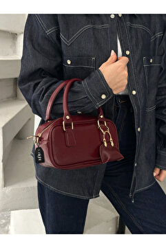 Night Bonnie Model Bordo Charm Hediyeli Kadın El Ve Omuz Çantası