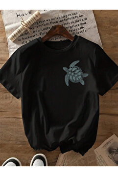 Revasser Unisex Kadın/Erkek Caretta Renkli Özel Baskılı Oversize Pamuk Penye T-Shirt