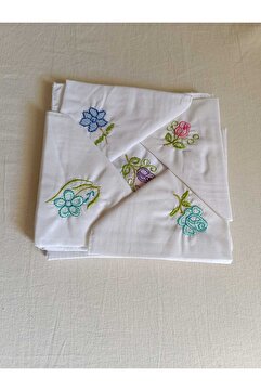 ASPA Çiçek İşlemeli Mendil 6 Adet 28x28 cm %100 Pamuk Hediyelik Okuluk Nakışlı Mendiller